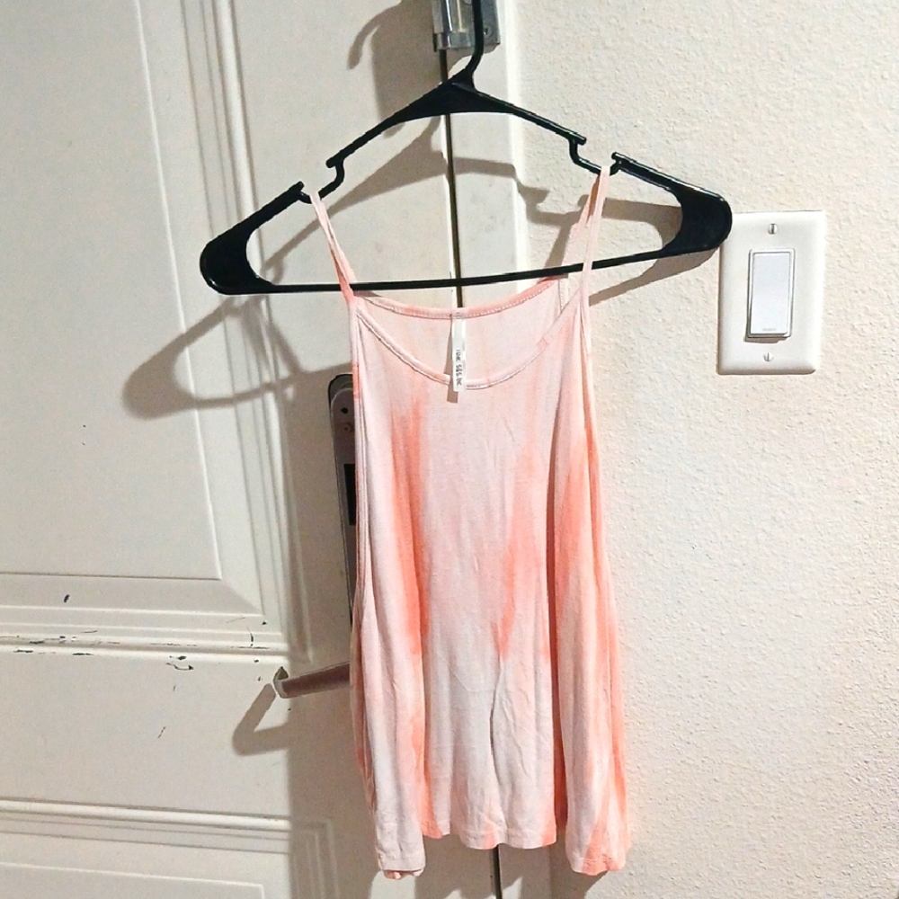 Forever 21 Pink and White Sleeveless Relaxed Tank Top